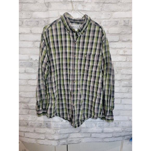 Carhartt Men XL Green White Black Plaid Casual Button Down Long Sleeve‎ Shirt - Picture 3 of 5